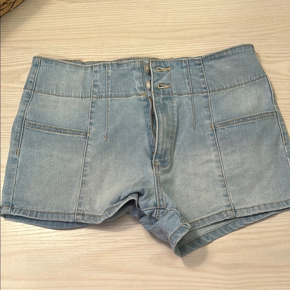 No Boundaries Blue Jean Shorts with Rolled Hems